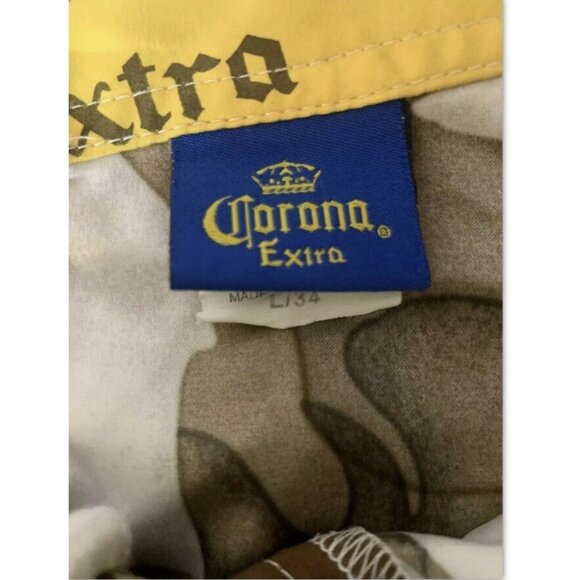 Corona Extra Bottle Label Men's‎ Sz 34 Board Shorts pockets Multicolored - Picture 6 of 7